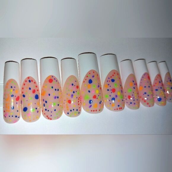 Hand crafted custom french tip 10pc acrylic press on nails sz medium - Picture 4 of 5